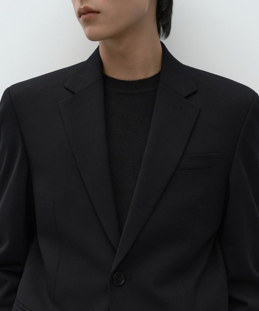 MUSINSA STANDARD [Plus] Relaxed Basic Wool Blazer [Black]