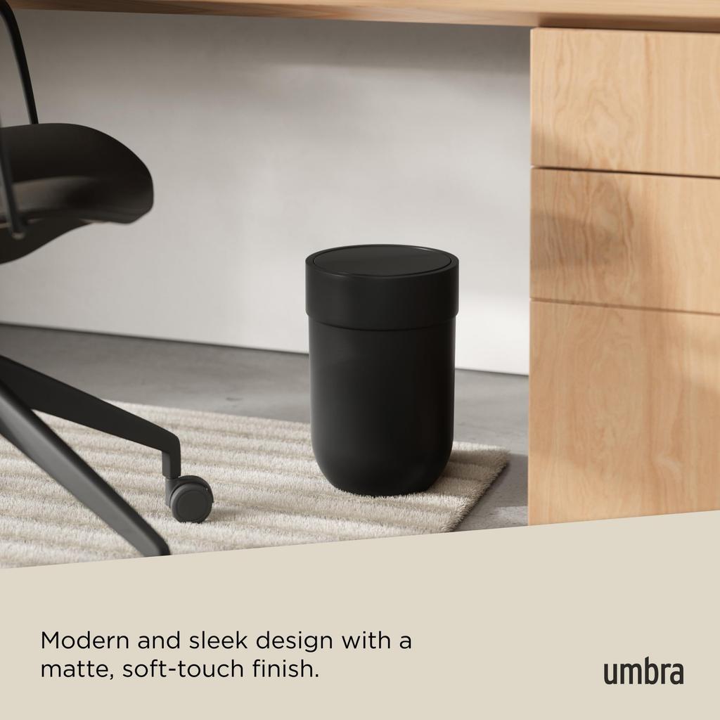 Мусорное ведро Umbra с качающейся крышкой 6 л Стильный интерьерный акцент Umbra Touch Черная крышка, Круглое, Вместимость, Дизайн, Дизайн, Ведро, Ведро, 2023269-040,