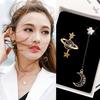 Asymmetrical Star Moon Earrings Women Fashion Korean Temperament Ear Jewelry