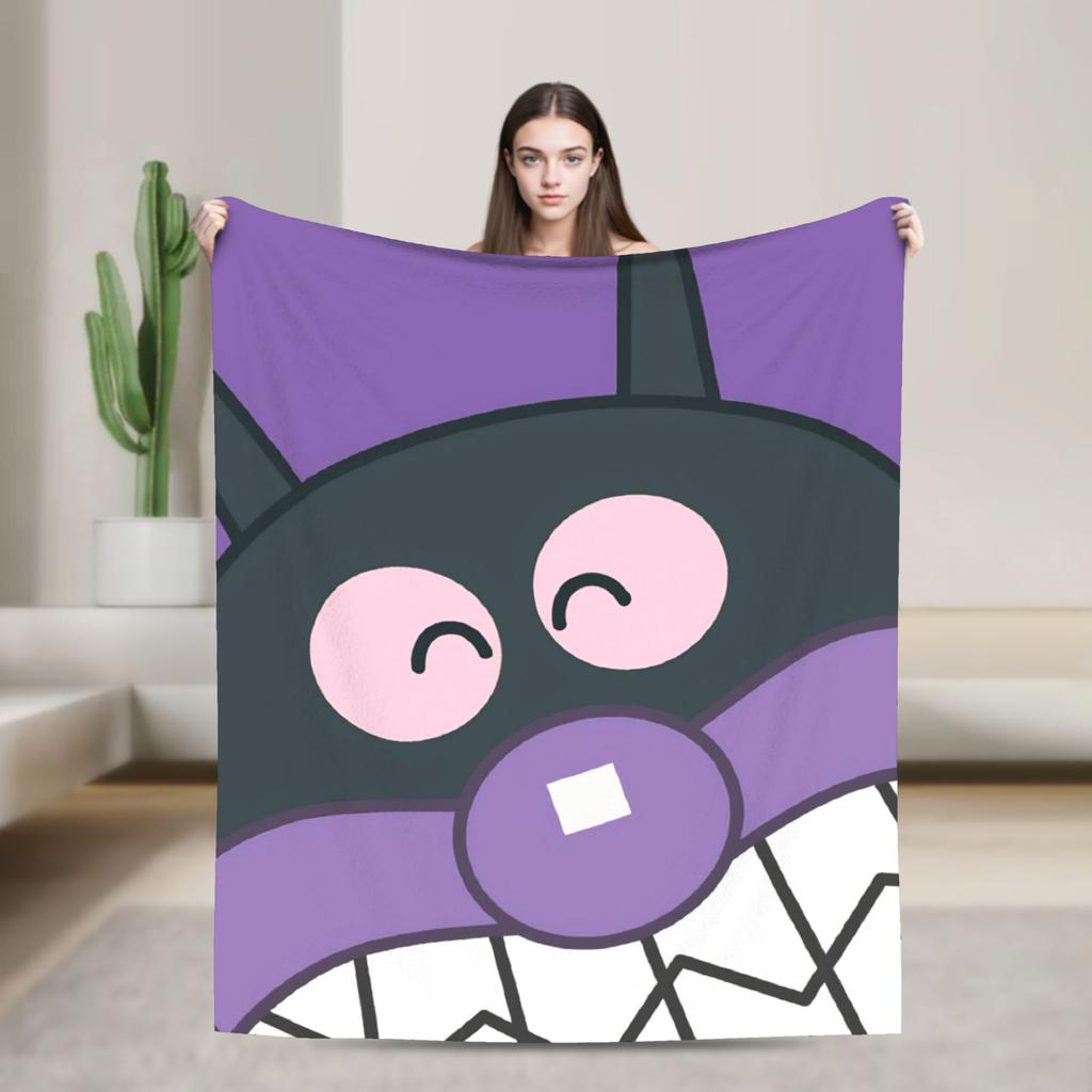 Baikinman Anime Flannel Blanket Soft Durable Throw Blanket for Living Room Picnic Novelty Bedspread Sofa Bed Cover