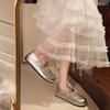 French Evening Breeze Light Mouth Metal Mary Jane Shoes Women's 2025 New One-pedal Retro Flat-soled Temperament Single Shoes