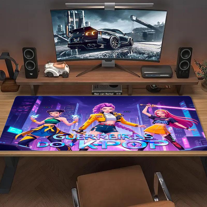 Demon Hunters Kpop Color Mouse Pad Large Gaming Table Cushion Non-slip Laptop Tablet Big Mousepad XXL Mat Mini PC Playmat With Lock edge