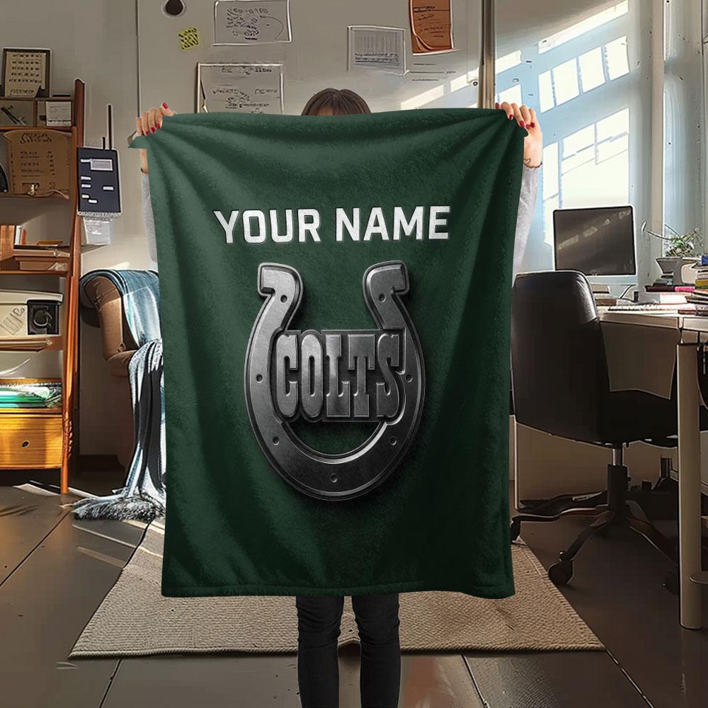 Custom Name,Indianapolis Colts, Printed Flannel Blanket, soft throw for bedroom sofa, washable, Christmas present, great gift.