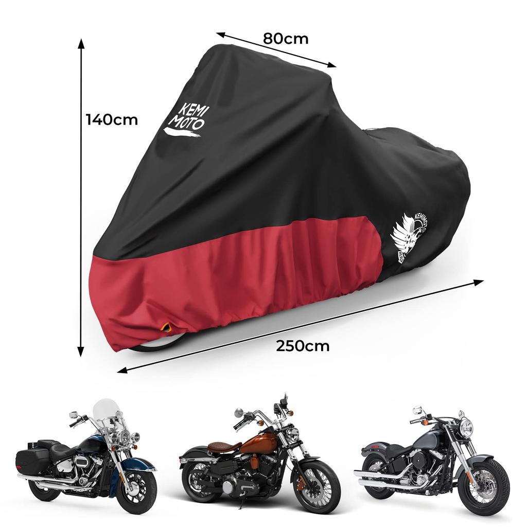 KEMIMOTO Чехол для круизера Harley, Чехол для мотоцикла, Защита от УФ-лучей, Высокая ветроустойчивость, Водонепроницаемый, Толстый 300D, УФ