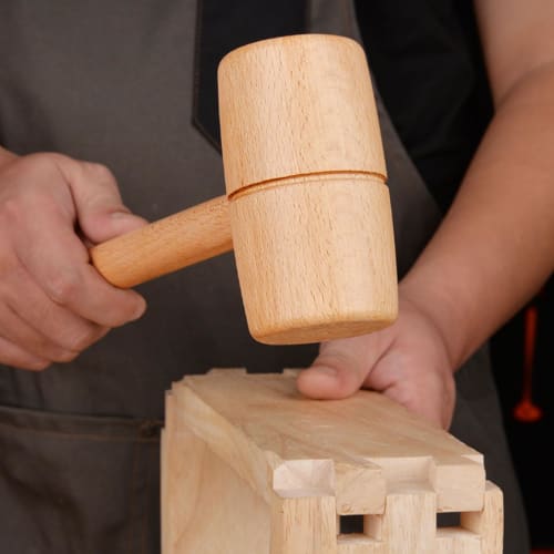 Comfortable Round Head High-Hardness Mallet, Beech Wood Hammer for Woodworking, Wood Carving, and Leathercraft, DIY Carpentry Tool for Woodworking Ent