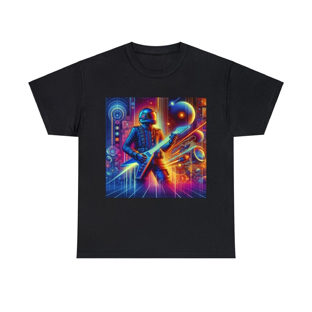 Unisex Adult T Shirt Retro Futuristic Space Cadet Rock Guitar Astronaut Synth