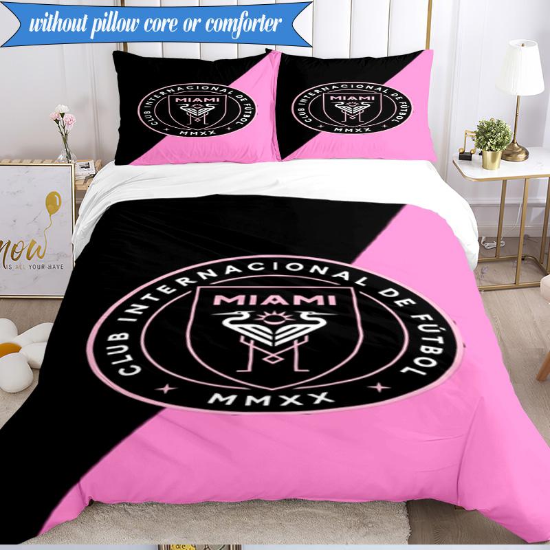 3PCS Club Internacional de Fútbol Miami Soft Bedding Set,Including 1pc Duvet Cover And 2pcs Pillowcases Perfect for Bedroom, Dormitory, Fan gift