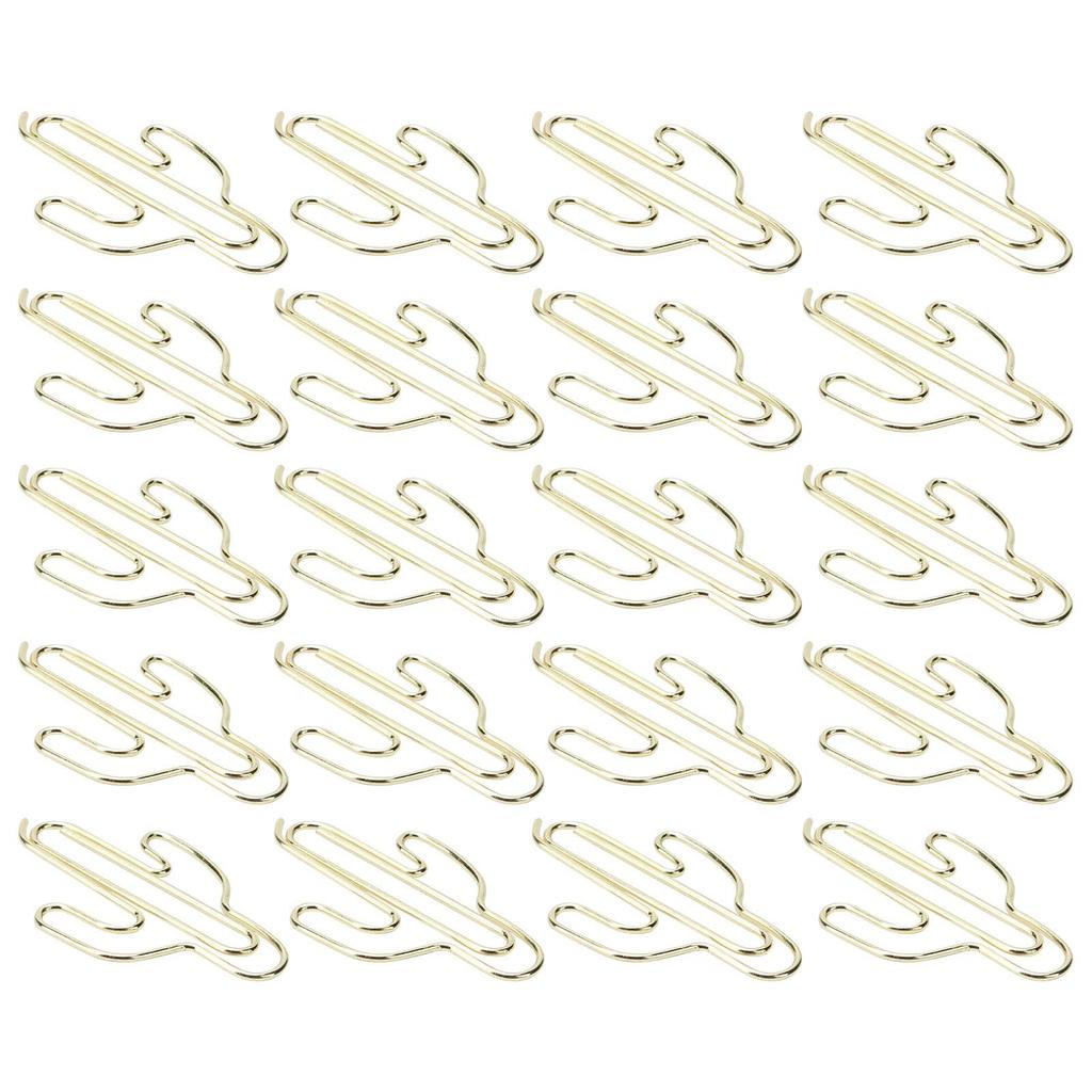 20Pcs Paper Clip Mini Innovative Cute Cactus Shaped Pin School Office Supplies Gold