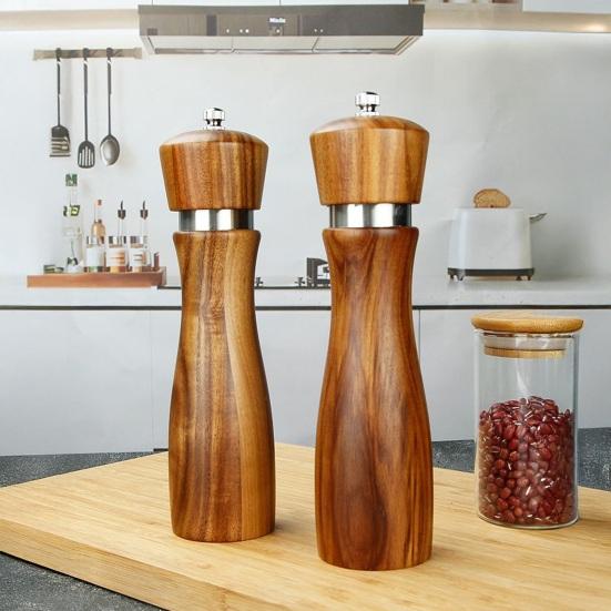 Деревянная солонка и перечница, регулируемая, простое управление, ароматная мельница для специй, мельница с регулируемым помолом для орехов, подарки на день рождения