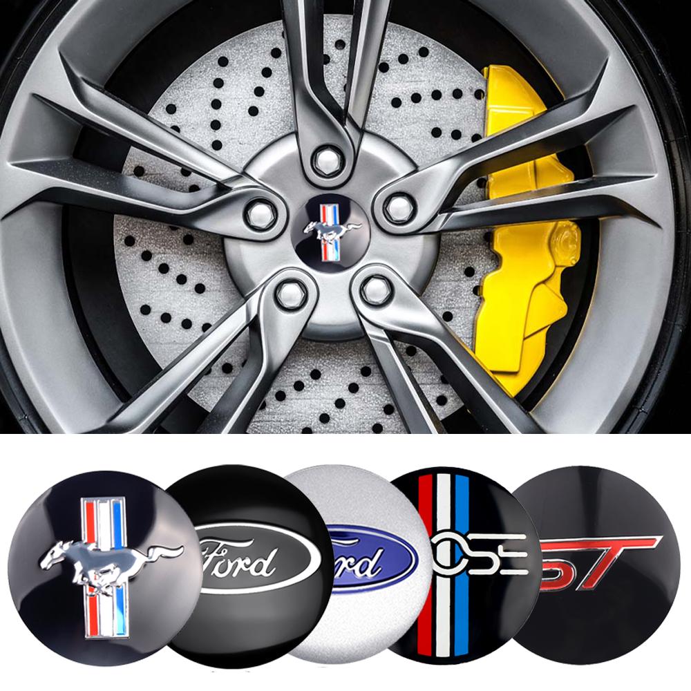 4pcs 56mm Car Wheel Center Hub Stickers 60mm Tire Center Hub Cap Accessories For Ford Focus Ranger Fiesta Kuga Mondeo ST Mustang RR2 qa1