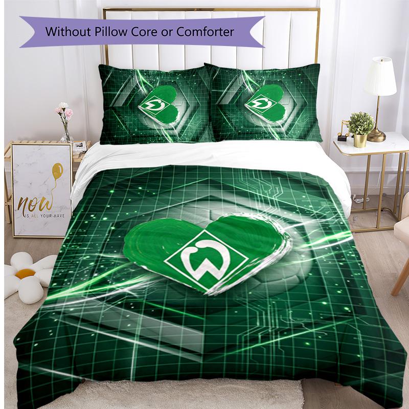 Werder Bremen Football Printed 3 Pieces Bedding Set, Comfortable Skin Friendly Bedroom Duvet Cover Set