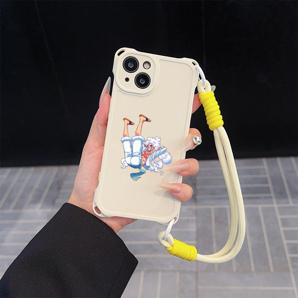 Ae91 цельные мягкие чехлы для телефонов iPhone 16 15 14 13 12 11 Pro Max 7 8 Plus XR XS Max с ремешком на запястье, защитным шнурком для углов, задней крышкой
