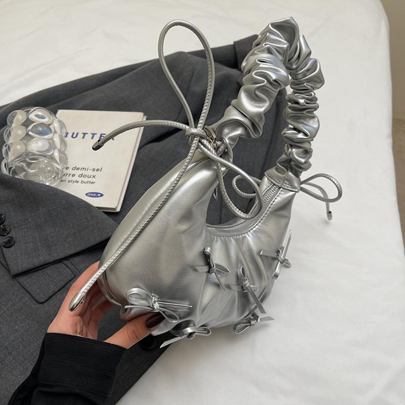 Cute Bow Tie Design Underarm Bags for Women Y2K Korean Fashion Handbags and Purses Pu Leather Shoulder Bag Designer Bag CLE