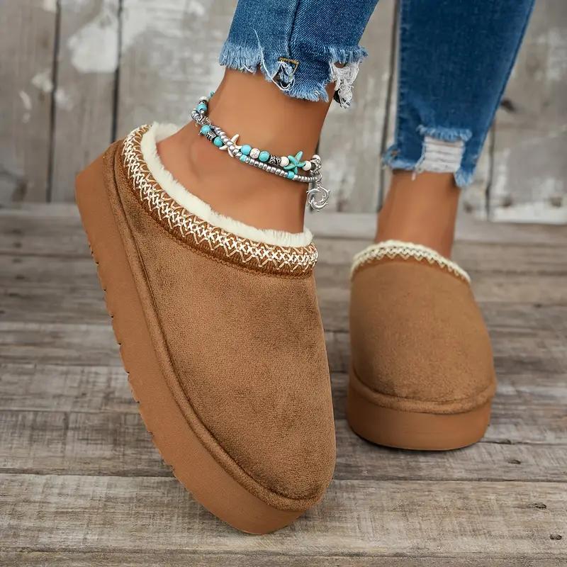 Fur Slippers Women Winter Plush Sandals Luxury Slip On Platform Slides Female Thick Sole Designer Cotton Home Shoes