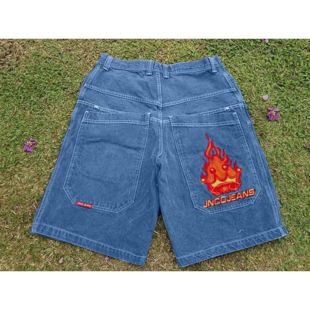 Хип-хоп ретро джинсовые шорты Y2k синяя стирка широкие прямые рабочие брюки мужские и женские уличные шорты одежда