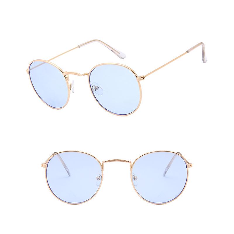 Мода Мода Круглая Рамка Стеклянные Аксессуары Солнцезащитные Очки Светоотражающий Тени Тенденция Красочные Для Женщин Анти-УФ