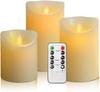 AnnTec LED Candle Light, 3-Piece Set with Realistic Flame-Like Flickering Light, Warm Light, Flameless, Safe, Energy-Saving, with Remote Control,