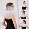 Victorian Retro Mesh Neck Ruff Collar Glitter Layered Ruffle Fake