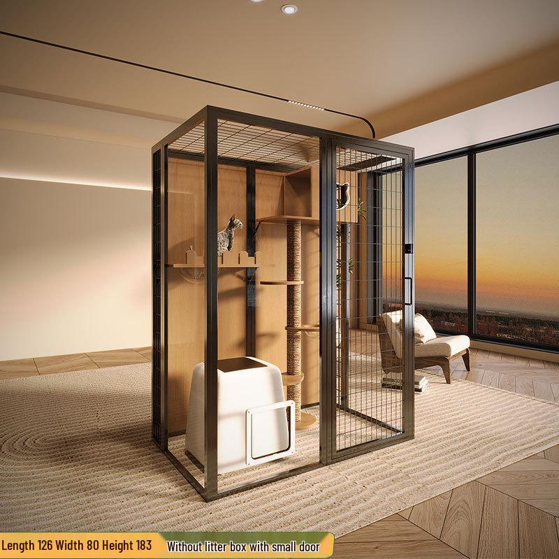 Luxury Solid Wood Panoramic Cat Villa - Large Indoor Glass Cat Room