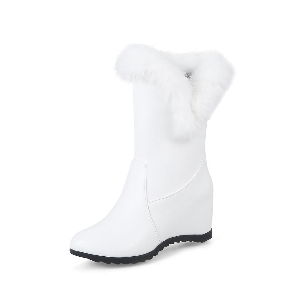 Модные женские полусапоги на танкетке с мехом, зимние теплые женские ботинки, женские ботильоны, женская обувь, короткие ботинки 34 40 Белый Черный