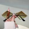 Rimless Lozenge Sunglasses  New In Stylish Gradient Sun Glasses Men Women Trendy Vintage Brand Design Casual Shades