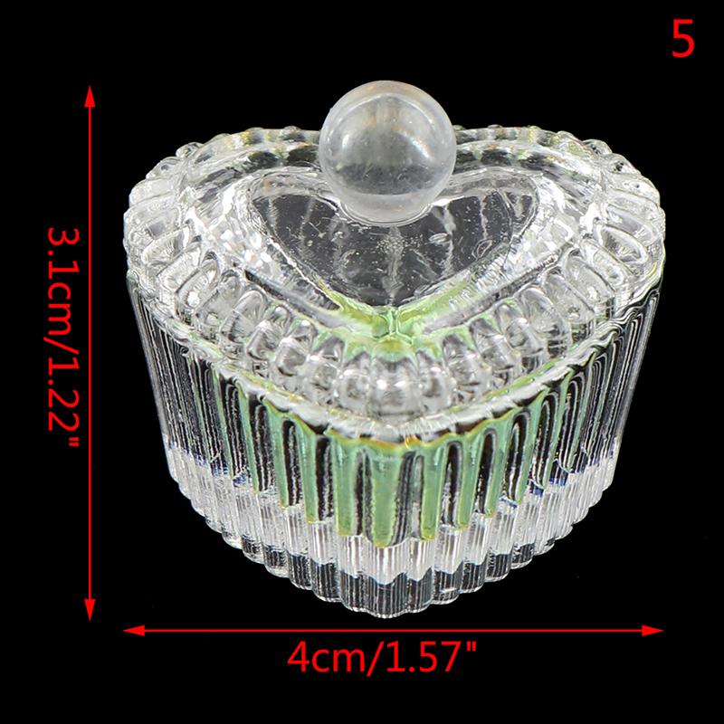 1Pcs Rainbow Crystal Clear Acrylic Liquid Dish Tappen Dish Glass Cup With Lid Bowl For Acrylic Powder Monomer Nail Art Tool