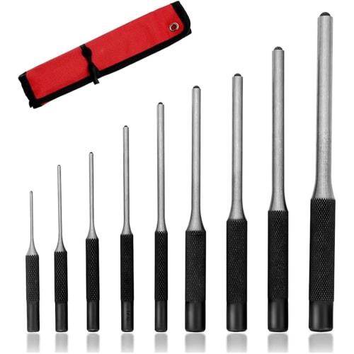 Samcos Pin Punch Set, Pin Puller with Storage Bag, 1.5-8mm, 9 Types, Chrome Alloy, High-Precision DIY Drilling Tools for Home Use