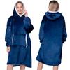 Blanket Sweatshirt Oversize Warm Thick Blanket Sweatshirt 2in1 Navy Blue Fur [Kb-J3]