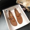 Fashion 2025 New Summer Air-mesh Flat Shoes Woman Round Toe Moccasins Cutout Mary Janes Shoes Ankle Belt Lace Flats Loafers Big Size 43