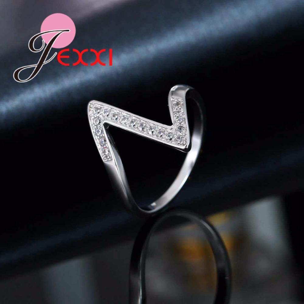 Trendy Z-shaped 925 Sterling Silver Ring with Micro Paved AAA CZ Paved Jewelry Ring for Women New