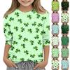 Улица. Топы с принтом ко Дню Святого Патрика для девочек-подростков 4-11 лет, футболки с круглым вырезом и рукавами 3/4, модные топы, футболки для наряда