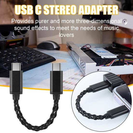 Кабель-адаптер Type-C - Type-C, стабильное соединение, не требуются драйверы, Plug-Play, универсальный усилитель для наушников, радиокабель