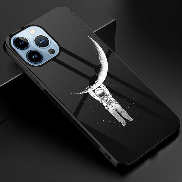 Милый чехол для телефона с астронавтом для Iphone 14 13 11 12 Pro Max Mini Xs Xr X 7 8 6s Plus Se 2022, роскошный чехол из закаленного стекла Fundas
