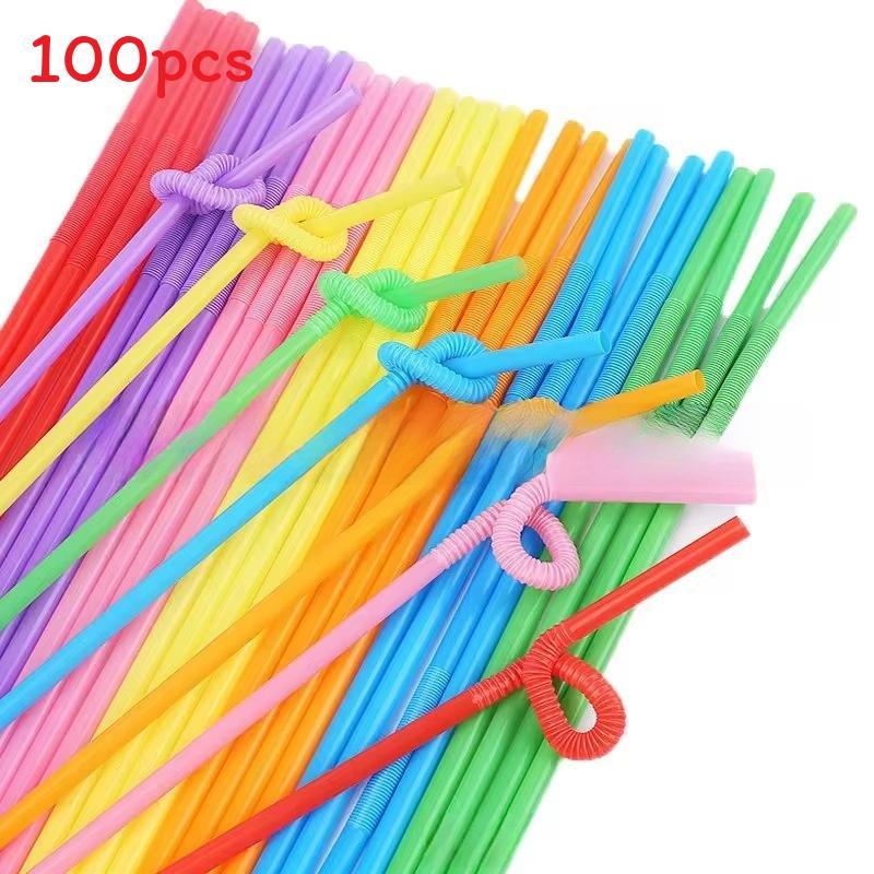 Plastic Drinking Straws 100pcs Colorful Bendable Beverage Party Supplies For Weddings And Events