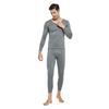 2 Pcs/Set Winter Men Thermal Underwear Set V Neck Long Sleeve Warm Thick Plush Seamless Pure Color Slim Fit Elastic Men Pajamas Set Sports Tracksuit