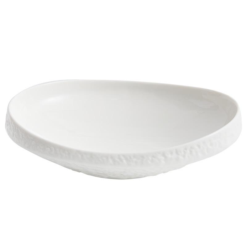 Salad Bowls, Ceramic Vegetable Bowls, Soup Bowls, Luxurious and High-end White Special-shaped Tableware.
