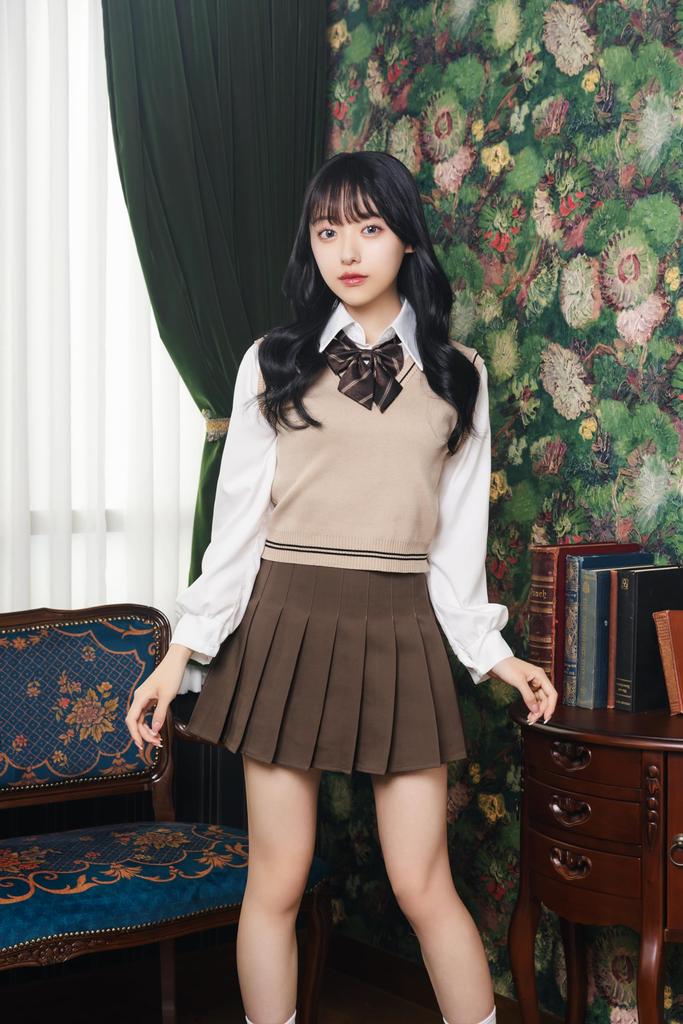 Clearstone Ulzzang Sailor Косплей Хэллоуин Вязаный жилет Бежевый x Шоколадный Женский