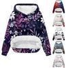 Women's Winter Casual Fashion Printed Round Neck Long Sleeve Velvet Thickened Hooded Sweatshirt