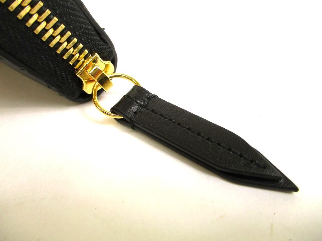 Оригинальный кошелек для монет GUCCI Guccissima из черной кожи на круговой молнии #a869 Восстановленный