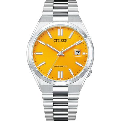 Мужские автоматические часы Citizen Tsuyosa 40 мм Желтый металлический браслет Отображение даты Серебристый