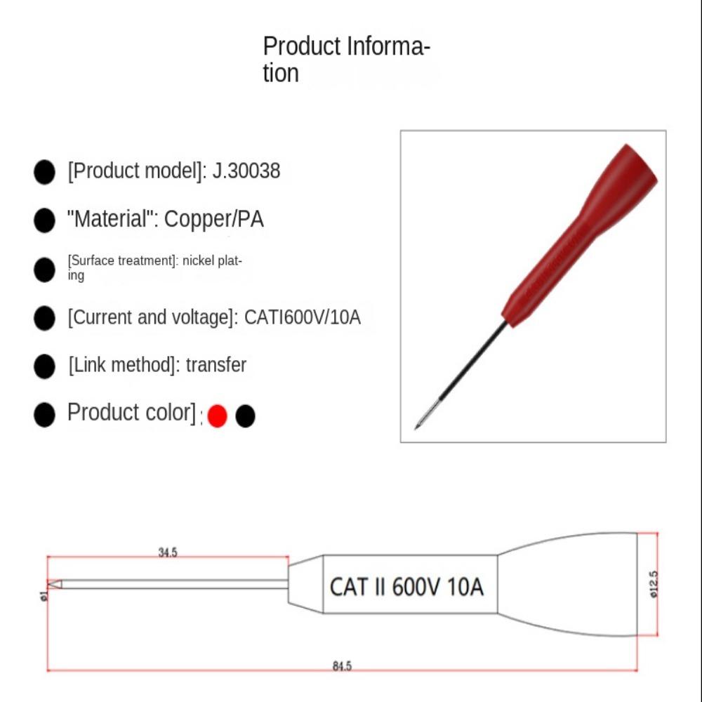 Ультратонкая головка щупа мультиметра 600 В/10 А Тонкий плоский тестовый щуп Мультиметр