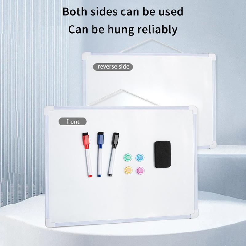1 Set 16" X 12" Wall Mounted Whiteboard Small Double-Sided Graffiti Drawing Board With 3 Markers & 4 Magnets Dry Erase Board