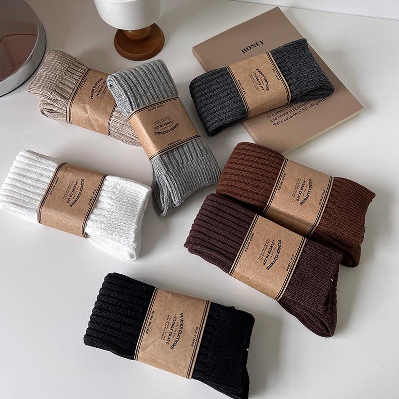 Женские бежевые хлопковые теплые носки выше колена Plusox - Коллекция Осень/Зима