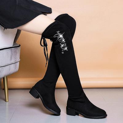 Горячие Сексуальные Облегающие Эластичные Сапоги-Чулки Выше Колена Женская Обувь 2024 Новые Осенне-Зимние Женские На Высоком Каблуке Длинные Сапоги Выше Бедра Ботас