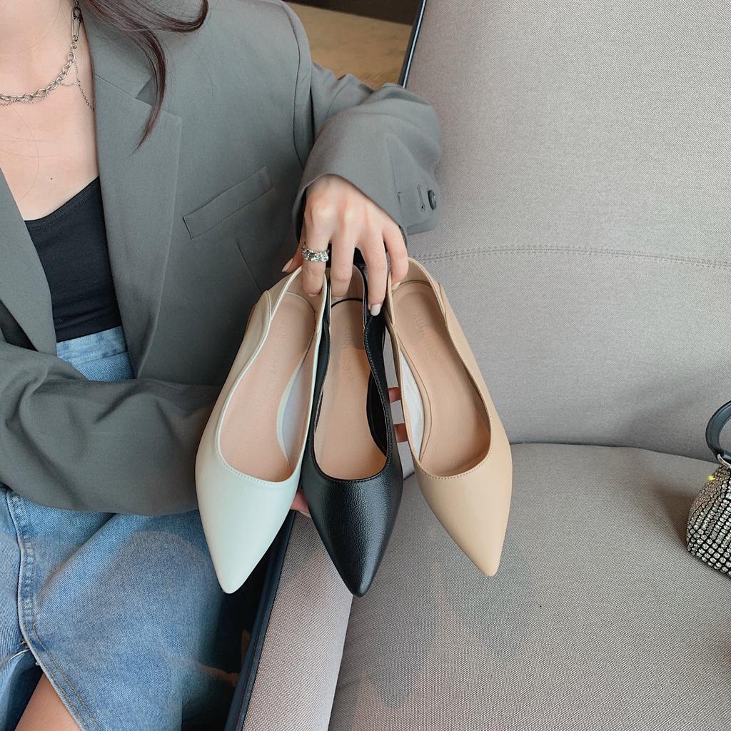 Кожаные туфли на толстом каблуке с острым носком, женская весенняя новая корейская версия, профессиональная рабочая женская обувь для двух видов одежды