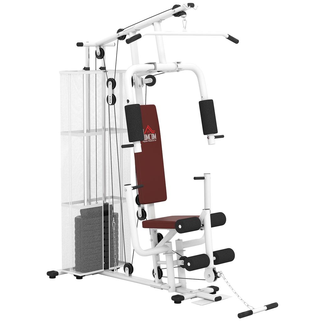 Multifunction Home Gym Weight Training Workout Station Fitness Strength Machine White