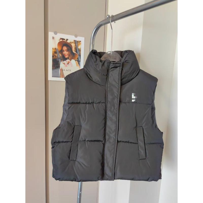 Embroidered down cotton vest women's autumn and winter stand-up collar short loose casual warm vest jacket