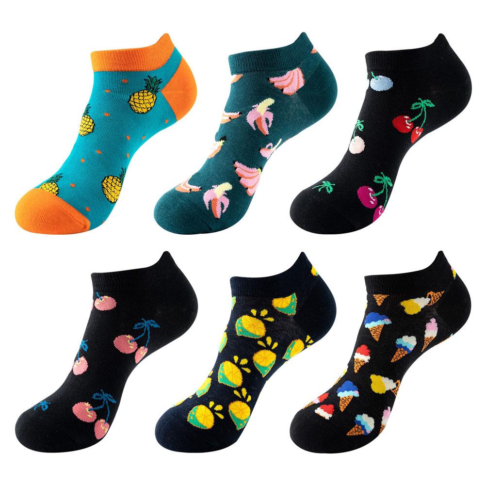 6 Pairs Fashion Colorful Harajuku Cute Unisex Casual Socks Funny Women Short Socks