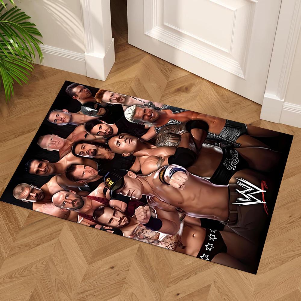 WWE Superstars Collage Carpet Perfect for Dormitory Decorate room Entryway Kitchen Anti-slip Rug Anime Office Decor Birthday/Christmas Gift