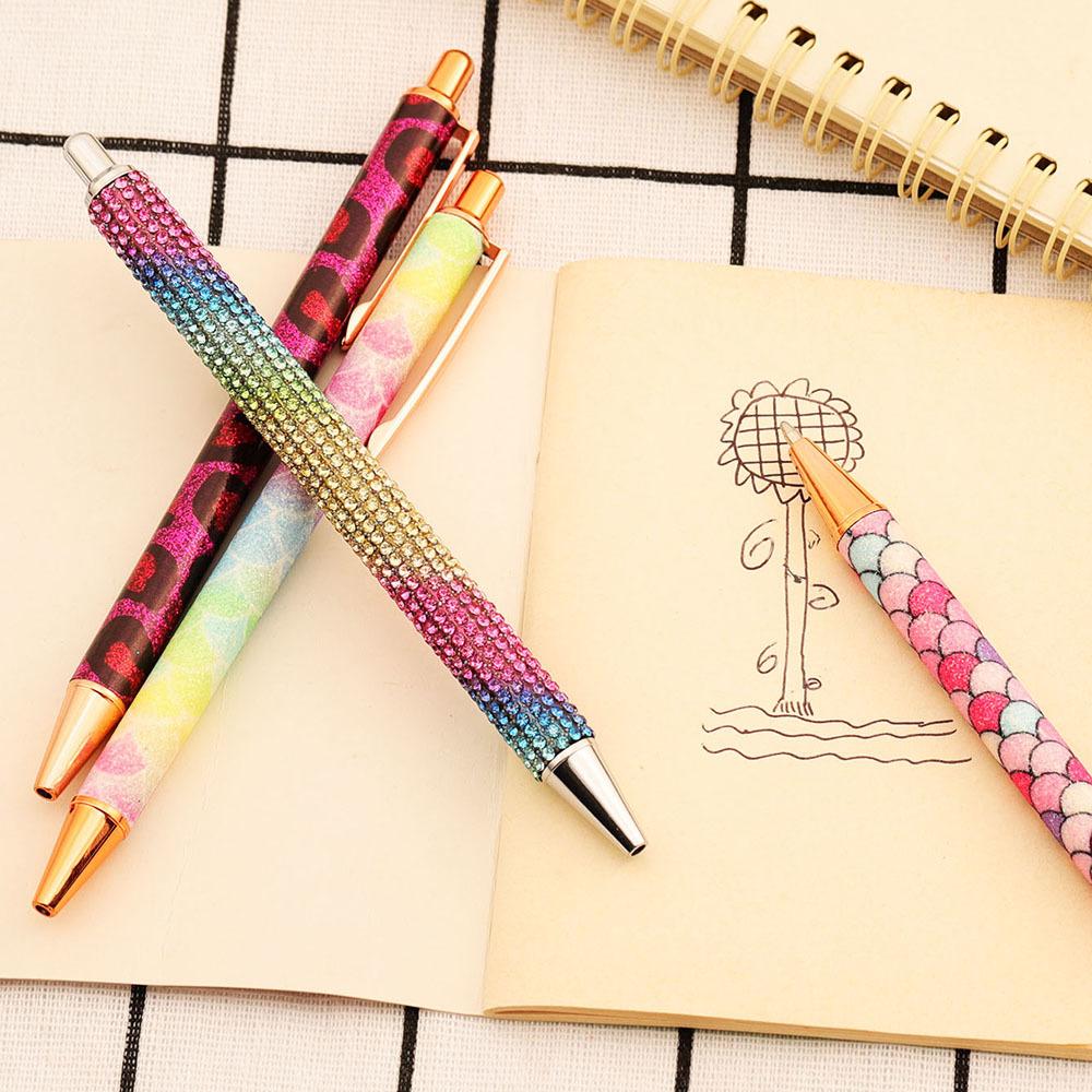 Шариковая ручка для пресса, роскошные милые свадебные металлические канцелярские принадлежности, школьные канцелярские принадлежности, вращающиеся 4 шт.